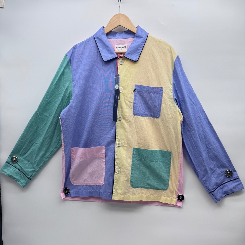 Alex Mill P'Jimmies Sleep Shirt Mens M Multi Colorblock Pastel